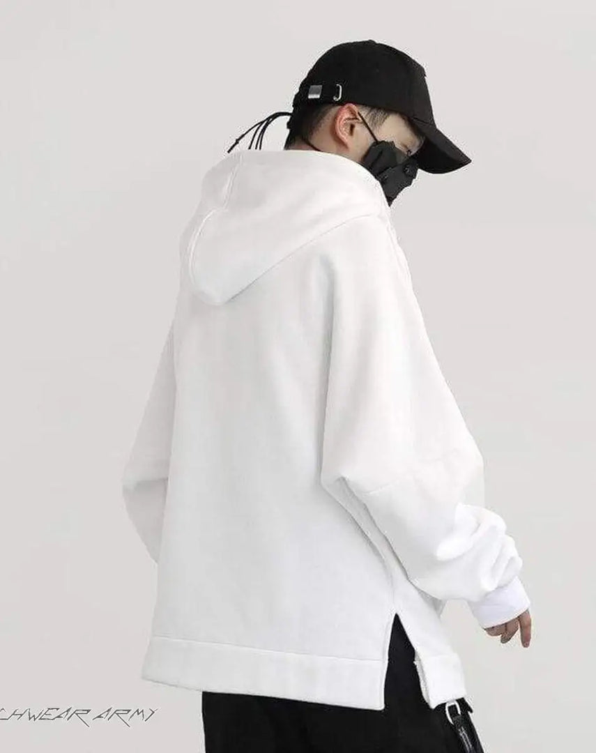 Men’s Black Techwear Hoodie With Graphics - Clothing Men