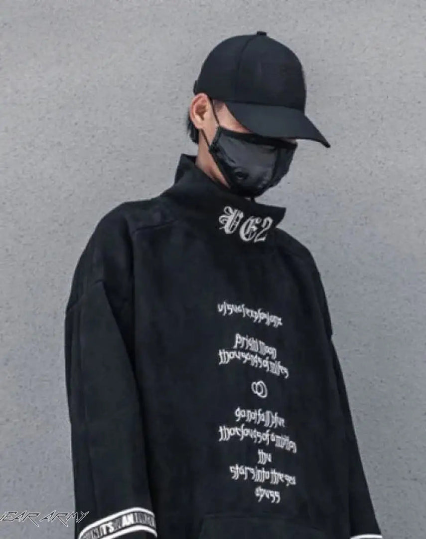 Men’s Oversized Black Techwear Streetwear Hoodie - S
