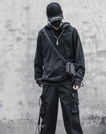 Load image into Gallery viewer, Men’s Black Techwear Streetwear Hoodie Oversized
