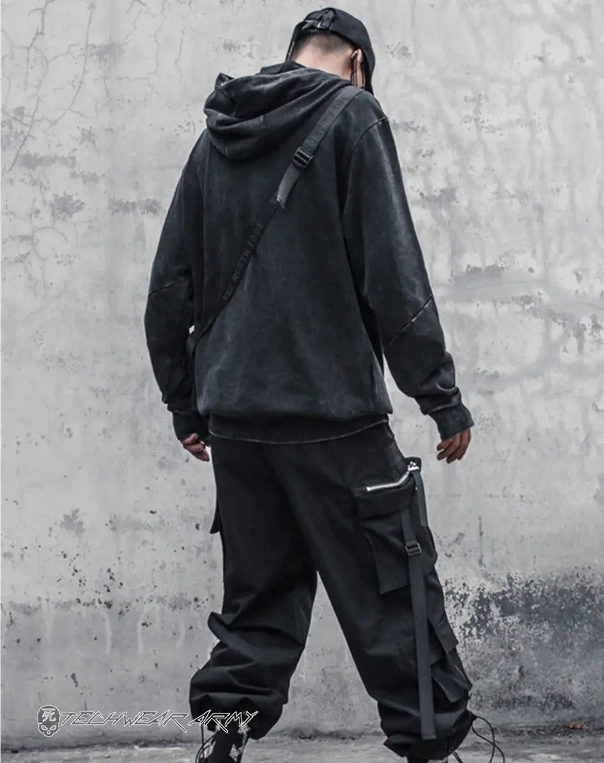 Men’s Black Techwear Streetwear Hoodie Oversized