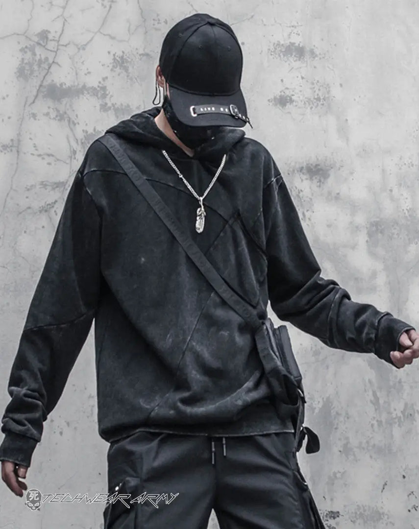 Men’s Black Techwear Streetwear Hoodie Oversized