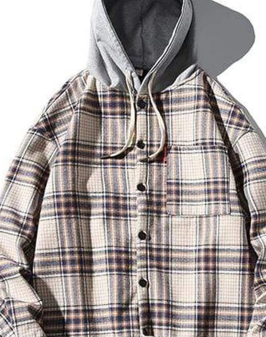 Men’s Plaid Techwear Streetwear Jacket With Hood