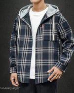 Load image into Gallery viewer, Men’s Plaid Techwear Streetwear Jacket With Hood
