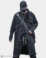 Load image into Gallery viewer, Men’s Black Techwear Streetwear Long Jacket - Clothing
