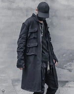 Load image into Gallery viewer, Men’s Black Techwear Streetwear Long Jacket - Clothing
