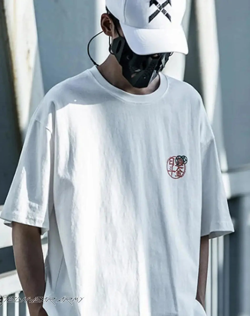 Men’s Black Techwear Streetwear T - shirt - S Clothing