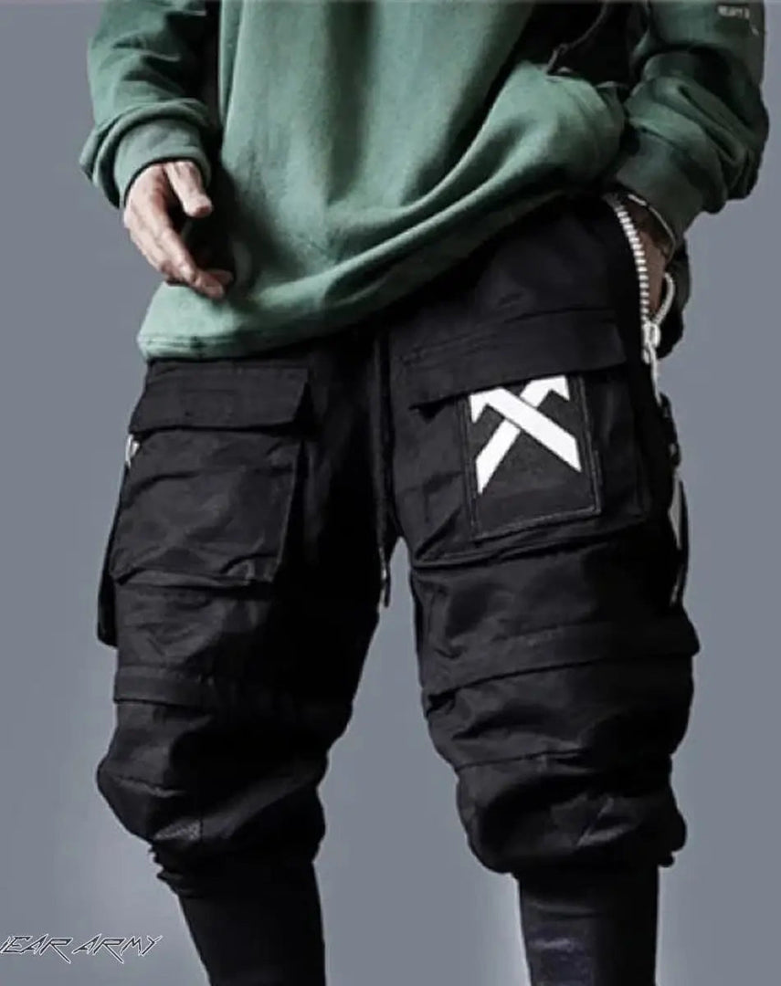 Men’s Black Techwear Cargo Pants With Pockets - Clothing