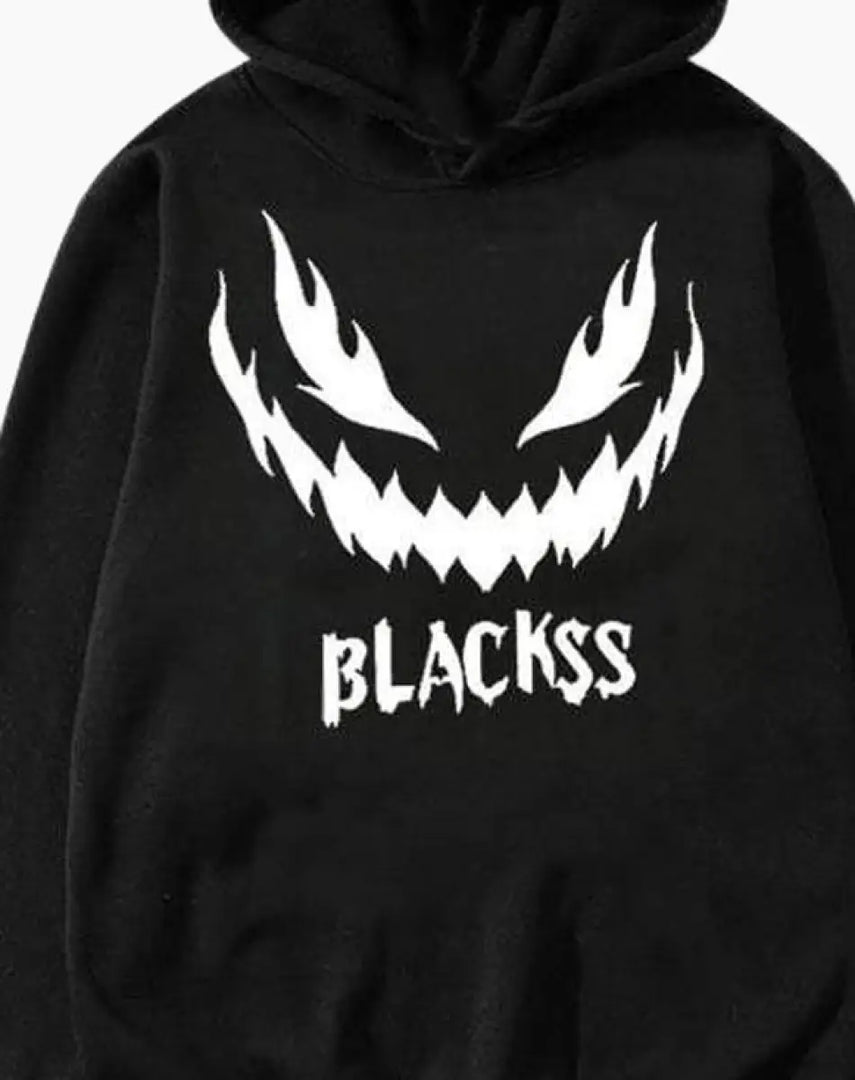 Men’s Black Techwear Hoodie With Graphic Print - Clothing