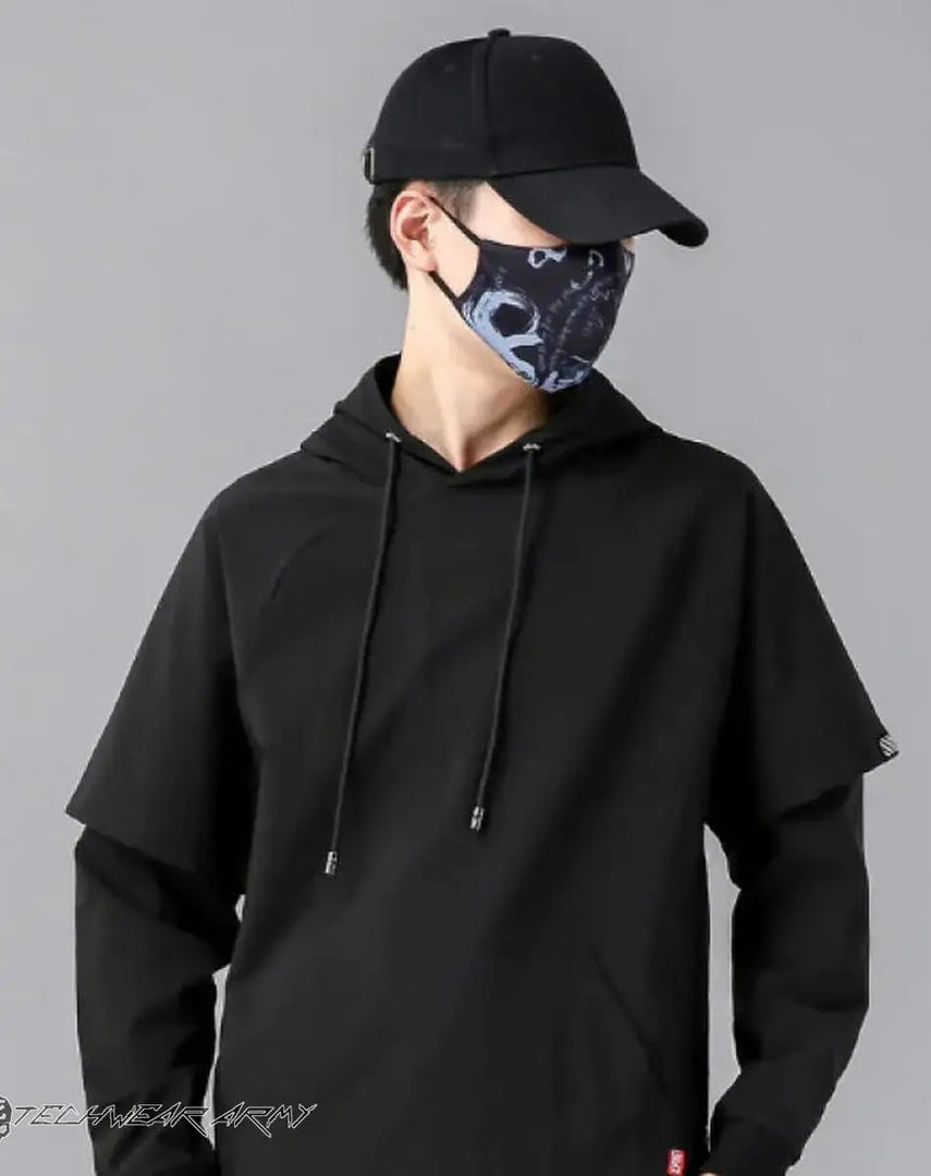 Men’s Black Techwear Streetwear Hoodie - M Clothing Men