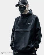 Load image into Gallery viewer, Men’s Black Techwear Hooded Jacket Water - resistant - S
