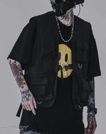 Load image into Gallery viewer, Men’s Black Techwear Streetwear Vest With Buckles
