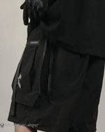 Load image into Gallery viewer, Techwear Black Cargo Shorts With Zip Pockets - M Clothing
