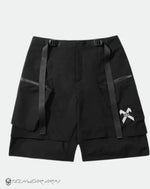 Load image into Gallery viewer, Techwear Black Cargo Shorts With Zip Pockets - M Clothing

