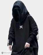 Load image into Gallery viewer, Men’s Black Techwear Streetwear Hoodie With Straps
