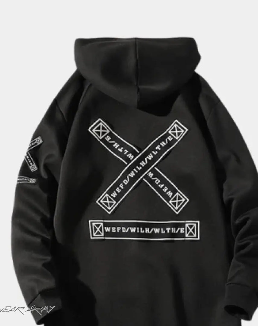 Men’s Black Techwear Streetwear Jacket With Graphics