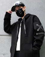 Load image into Gallery viewer, Men’s Black Techwear Streetwear Jacket With Graphics
