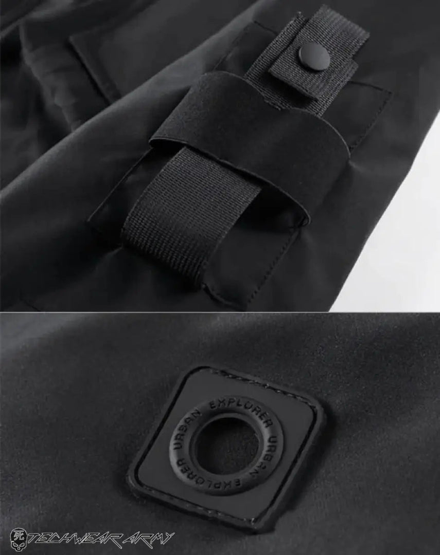 Men’s Black Techwear Hooded Jacket - M (50 - 62KG)