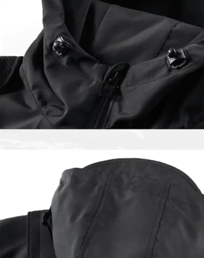 Men’s Black Techwear Hooded Jacket - M (50 - 62KG)