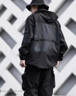 Load image into Gallery viewer, Men’s Black Techwear Hooded Jacket With Pockets
